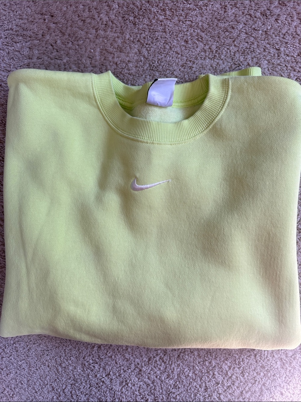 Nike Crewneck Sweatshirt in electric volt yellow with White Swoosh
